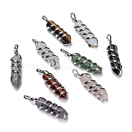 Natural & Synthetic Gemstone Pendants, with Platinum Iron Findings, Bullet, 42~48.5x10.5~12.5x10.5~11.5mm, Hole: 5x3mm(G-Z023-02)