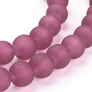 Transparent Glass Bead Strands, Frosted, Round, Medium Violet Red, 10mm, Hole: 1.3~1.6mm, about 80pcs/strand, 31.4 inch(X-GLAA-S031-10mm-39)