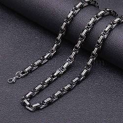 Titanium Steel Byzantine Chain Necklaces for Men, Black, 21.65 inch(55cm)(FS-WG56795-21)