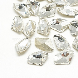 DIY Pointed Back K9 Glass Rhinestone Cabochons, Random Color Back Plated, Faceted, Axe, Crystal, 14x9x4.5mm, 20pcs/bag(RGLA-T064-05A)