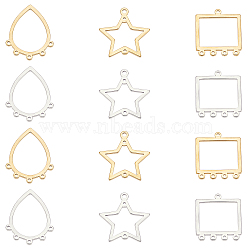 DICOSMETIC 36Pcs 6 Style Star & Rectangle & Teardrop 201 Stainless Steel Chandelier Components Links, Laser Cut, Mixed Color, 20~24x18~20x1mm, Hole: 1.2~1.5mm and 1mm, 6pcs/style(STAS-DC0003-82)