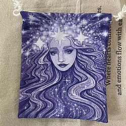 Tarot Card Storage Bag, Cloth Tarot Drawstring Bags, Rectangle with Woman Pattern, Medium Slate Blue, 18x13cm(WICR-PW0001-08-01)