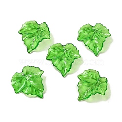 Transparent Acrylic Pendant, Leaf, Lawn Green, 24x23.5x1.2mm, Hole: 2mm, 1086pcs/500g(OACR-E039-69H)
