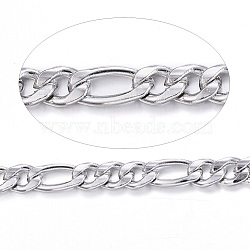 304 Stainless Steel Figaro Chains, with Spool, Unwelded, for Jewelry Making, Stainless Steel Color, 5~8x4x1mm, about 82.02 Feet(25m)/roll(CHS-P003-21P)