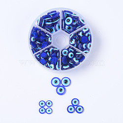 Pandahall 3 Styles Resin Evil Eye Cabochons, Half Round/Dome, Blue, 8~12x3.5~4.5mm(CRES-TA0001-24)