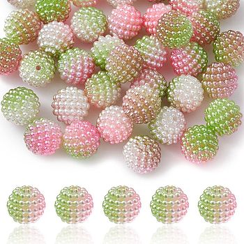 Imitation Pearl Acrylic Beads, Berry Beads, Combined Beads, Round, Lime Green, 12mm, Hole: 1mm