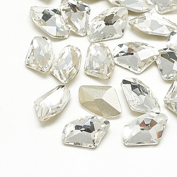 DIY Pointed Back K9 Glass Rhinestone Cabochons, Random Color Back Plated, Faceted, Axe, Crystal, 14x9x4.5mm, 20pcs/bag