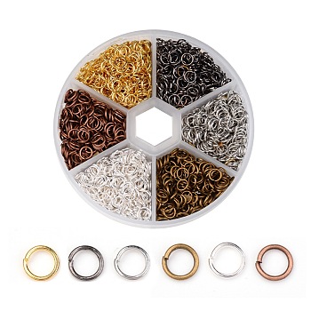 1 Box 6 Color Iron Jump Rings, Open Jump Rings, Mixed Color, 21 Gauge, 5x0.7mm, Inner Diameter: 3.6mm, about 2300pcs/box