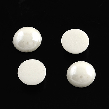Pearlized Plated Opaque Glass Cabochons, Half Round/Dome, White, 7.5~8x3~4mm
