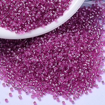 MIYUKI Delica Beads, Cylinder, Japanese Seed Beads, 11/0, (DB2153) Duracoat Silver Lined Dyed Pink Parfait, 1.3x1.6mm, Hole: 0.8mm, about 10000pcs/bag, 50g/bag