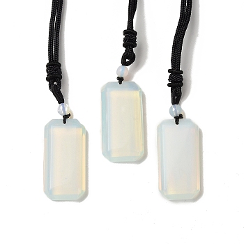 Opalite Rectangle Pendant Necklace with Nylon Cord for Women, 25.98~27.17 inch(66~69cm)
