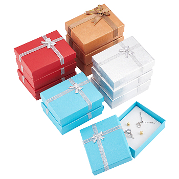 Valentine's Day Gifts Packages Cardboard Boxes, with Bowknot Outside and Sponge Inside, for Necklaces and Pendants, Rectangle, Mixed Color, 90~91x69~70x30~36mm