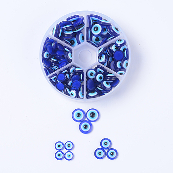 Pandahall 3 Styles Resin Evil Eye Cabochons, Half Round/Dome, Blue, 8~12x3.5~4.5mm