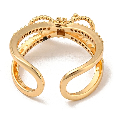 Brass with Cubic Zirconia Open Cuff Rings(RJEW-B052-01G)-3