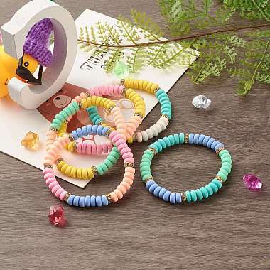 Handmade Polymer Clay Beads Stretch Bracelet for Kid(BJEW-JB06870)-3
