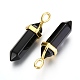 Natural Black Obsidian Bullet Double Terminated Pointed Pendants(X-G-G902-B25)-2