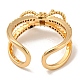 Brass with Cubic Zirconia Open Cuff Rings(RJEW-B052-01G)-3