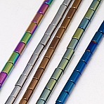 Electroplate Non-magnetic Synthetic Hematite Beads Strands, Column, Grade A, Mixed Color, 4x2mm, Hole: 0.8~0.9mm, about 100pcs/strand, 16 inch(G-J162-B-M)