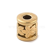 304 Stainless Steel Beads, Column with Flower, Golden, 7.5x6.5mm, Hole: 2.5mm(STAS-Z058-03G-13)