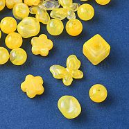 Opaque Acrylic Beads, Glitter Beads, Mixed Shapes, Gold, 10.5~17x11~20x5.5~13.5mm, Hole: 1.6~3mm(OACR-YW0001-73C)