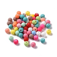 Spray Painted ABS Plastic Beads, Rubberized Style, Round, Mixed Color, 8x7mm, Hole: 2mm, about 2000pcs/500g(KY-G025-08B)