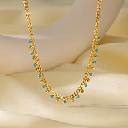 304 Stainless Steel Enamel Chain Necklaces, Curb Chains, Golden, 15.47 inch(39.3cm)(NJEW-P302-03G)