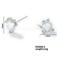 Exquisite Dragon Claw Crystal Zircon Stud Earrings Unique Ethnic Fashion Jewelry, Platinum, 10x10mm(RW5746-2)