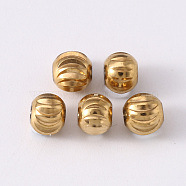 201 Stainless Steel Corrugated Beads, Round, Golden & Stainless Steel Color, 5x4.5mm, Hole: 1.8mm(X-STAS-S103-17C-G)