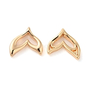 Brass Charms, Fishtail Charm, Real 18K Gold Plated, 10x11x2mm, Hole: 1x1.7mm(KK-G468-51G)