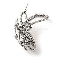 316 Surgical Stainless Steel Cuff Earrings, Wing, Right, Antique Silver, 65x46mm(EJEW-E300-23AS-01)