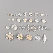 DIY Jewelry Making Finidng Kits, Including Resin Beads & Charms & Cabochons, Flower & Star & Bowknot & Shell & Heart, Mixed Color, 3.5~27.5x3.5~29x3.5~8mm, Hole: 1.5~2mm, about 170pcs/100g(DIY-CJC0002-006)