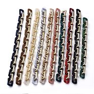 Handmade CCB Plastic Boston Link Chains, with  Imitation Gemstone Style Acrylic Links, for Jewelry Making, Golden Plated, Mixed Color, Link: 29.8~30.2x20x5.2~5.5mm, 39.37 inch(1m)/strand(AJEW-JB00683)