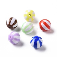 Opaque Acrylic Stripe Beads, Round, Mixed Color, 16x15.5mm, Hole: 2mm, abuot 210pcs/500g(OACR-E009-02)