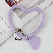 Silicone Heart Loop Phone Lanyard, Wrist Lanyard Strap with Plastic & Alloy Keychain Holder, Lilac, 7.5x8.8x0.7cm(MOBA-PW0001-27I)