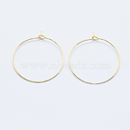 Long-Lasting Plated Brass Hoop Earrings Findings, Real Gold Plated, Nickel Free, Ring, Real 18K Gold Plated, 21 Gauge, 31x0.7mm(KK-K204-179G-NF)