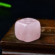 Natural Rose Quartz Carved Dice Figurines Statues for Home Office Desktop Decoration, 15x15x15mm(PW-WG06413-05)