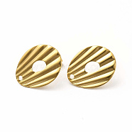 304 Stainless Steel Stud Earring Findings, Shell Shape, Golden, 21.5x17.5x1mm, Hole: 1.7mm, Pin: 0.8mm(STAS-M305-20G)