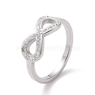 Crystal Rhinestone Infinity Finger Ring, 304 Stainless Steel Jewelry for Women, Stainless Steel Color, US Size 6~9(16.5~18.9mm)(RJEW-D120-01P)