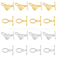 24 Sets 4 Styles Alloy Toggle Clasps, Oval & Heart, Mixed Color, 20x10.4~11.3x3mm, Hole: 5.5~11x2~7mm, 6 sets/style(FIND-FH0008-12)
