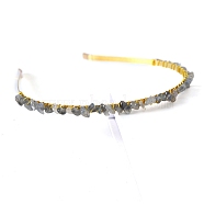 Natural Labradorite  Hair Bands, Hair Accessories for Women Girls, 150x130mm(PW-WGC1C33-17)