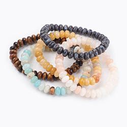 Natural Mixed Stone Beads Stretch Bracelets, 2 inch(52mm)(BJEW-JB03376)