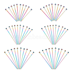 60Pcs 3 Styles Ion Plating(IP) 304 Stainless Steel Ball Head Pins, Rainbow Color, 22 Gauge, 20~30x0.6mm, Head: 1.7~1.9mm, 20pcs/style(STAS-UN0047-63)