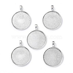 Tibetan Style Alloy Flat Round Pendant Cabochon Settings, Cadmium Free & Lead Free, Plain Edge Bezel Cups, Antique Silver, Tray: 30mm, 42x33x2mm, Hole: 3.5x6mm, about 200pcs/1000g(TIBEP-M022-15AS)