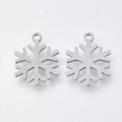 Tarnish Resistant 201 Stainless Steel Pendants, Laser Cut Pendants, Snowflake, Stainless Steel Color, 15x12x1mm, Hole: 1.2mm(STAS-S110-047P)