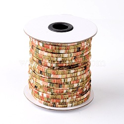 Flat Polyester Cords, with Gold Wire, Olive, 4x1mm, about 50yards/roll(150 feet/roll)(OCOR-F005-5mm-04)