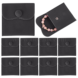 10Pcs Velvet Jewelry Pouches, Jewelry Gift Bags with Snap Button, for Ring Necklace Earring Bracelet Storage, Square, Gray, 7x7cm(AJEW-NB0005-66H)