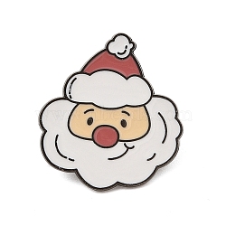 Christmas Theme Zinc Alloy Enamel Pin Brooch for Backpack Clothes, Santa Claus, 28x25.5mm(JEWB-R003-02EB-09)