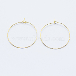 Long-Lasting Plated Brass Hoop Earrings Findings, Real Gold Plated, Nickel Free, Ring, Real 18K Gold Plated, 21 Gauge, 31x0.7mm(KK-K204-179G-NF)
