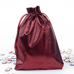 Rectangle Cloth Bags, with Drawstring, Dark Red, 17.5x13cm(X-ABAG-R007-18x13-03)