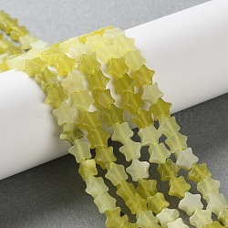 Natural Lemon Jade Beads Strands, Star, 6x6x2.5mm, Hole: 0.7mm, about 71~73pcs/strand, 14.37''~14.96''(36.5~38cm)(G-G085-B58-02)